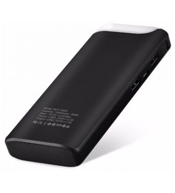 Внешний аккумулятор HOCO B27 15000mAh 2.0A 2USB с лампой, черный