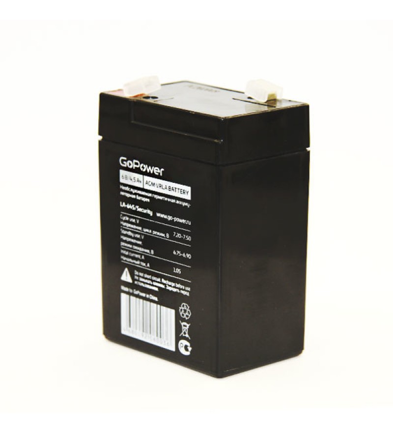 Аккумулятор свинцово-кислотный GoPower LA-645/security 6V 4.5Ah
