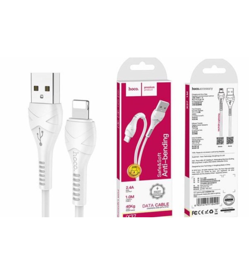 Кабель HOCO X37 USB (m)-Lightning (m) 1.0м 3.0A силикон белый