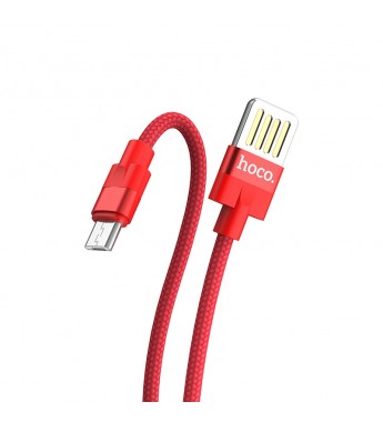 Кабель HOCO U55 USB (m)-microUSB (m) 1.2м 2.4A ткань красный