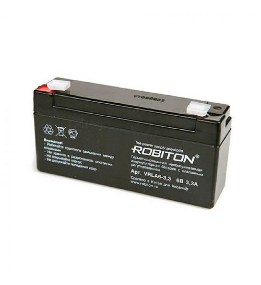 Аккумулятор ROBITON VRLA 6-3.3, 6V 3,3Ah свинцово-кислотный