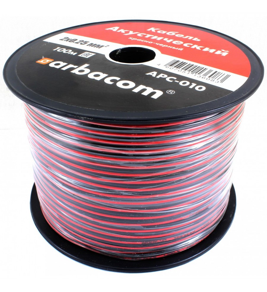 Акустический кабель 2х1.0кв.мм 100м на бобине (красно-черный)